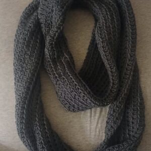 Dark Gray Knit Infinity Scarf
